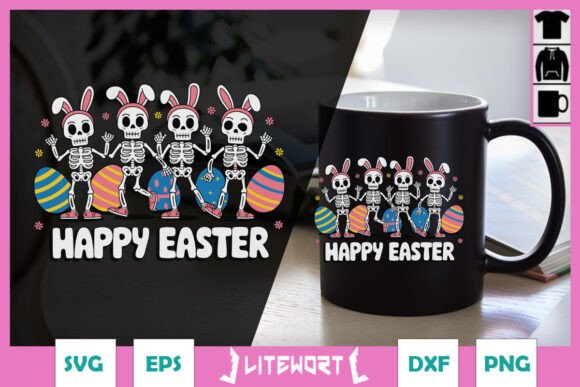 Happy Easter Dancing Skeleton Funny SVG Graphics for Crafts