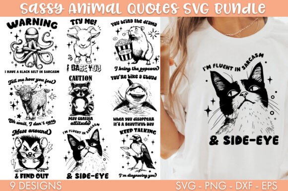 Sassy Animal Quotes Funny SVG Bundle Graphics and Crafts