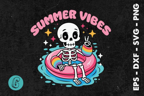 Summer Vibes Summer Skeleton Funny SVG Graphics for Crafts